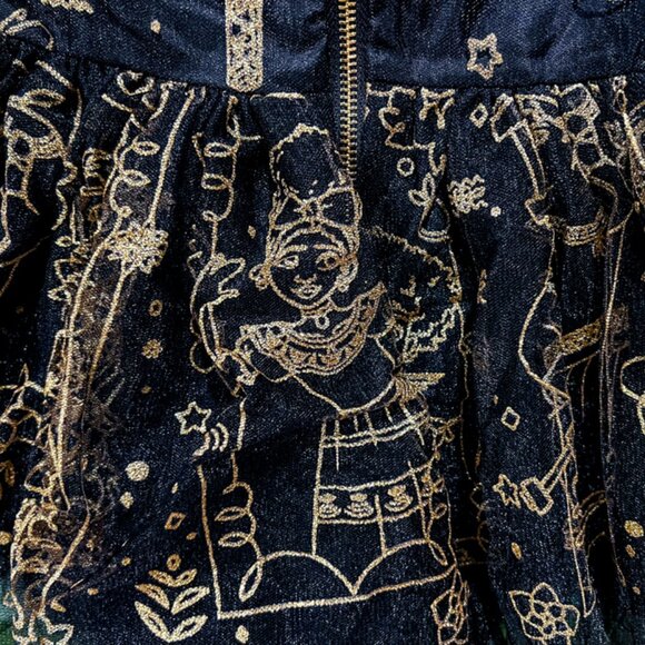 Disney Parks Princess Encanto Tulle Fancy Dress Girls Size 9 10 Black Gold - Picture 3 of 7